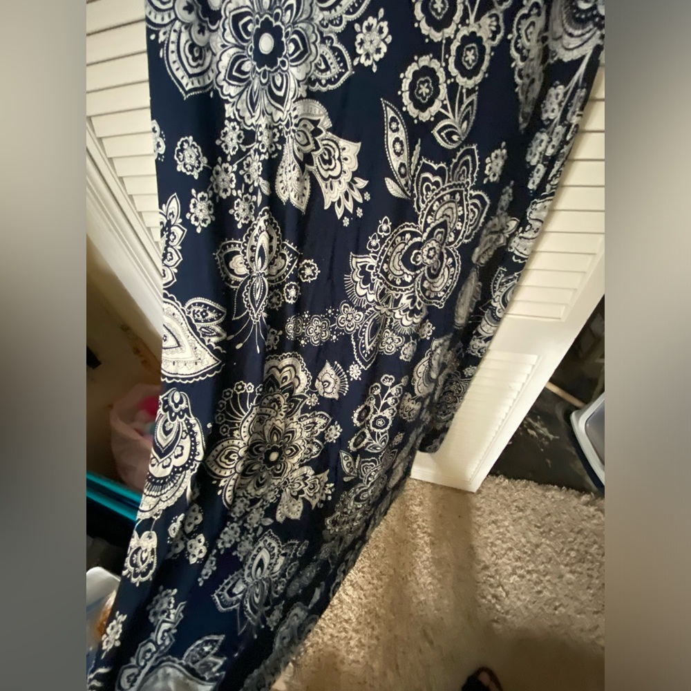 Talbots Navy and White Floral Maxi Dress